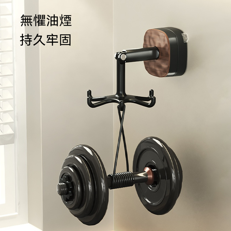 【旋轉吸盤掛鉤】胡桃木厨房旋纳架、锅铲、勺子、铲子挂架免打孔架子